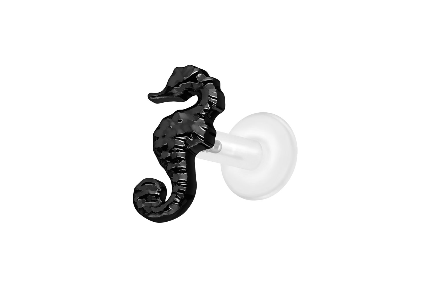 PTFE Labret Piercing mit Innengewinde + Titan-Aufsatz SEEPFERDCHEN